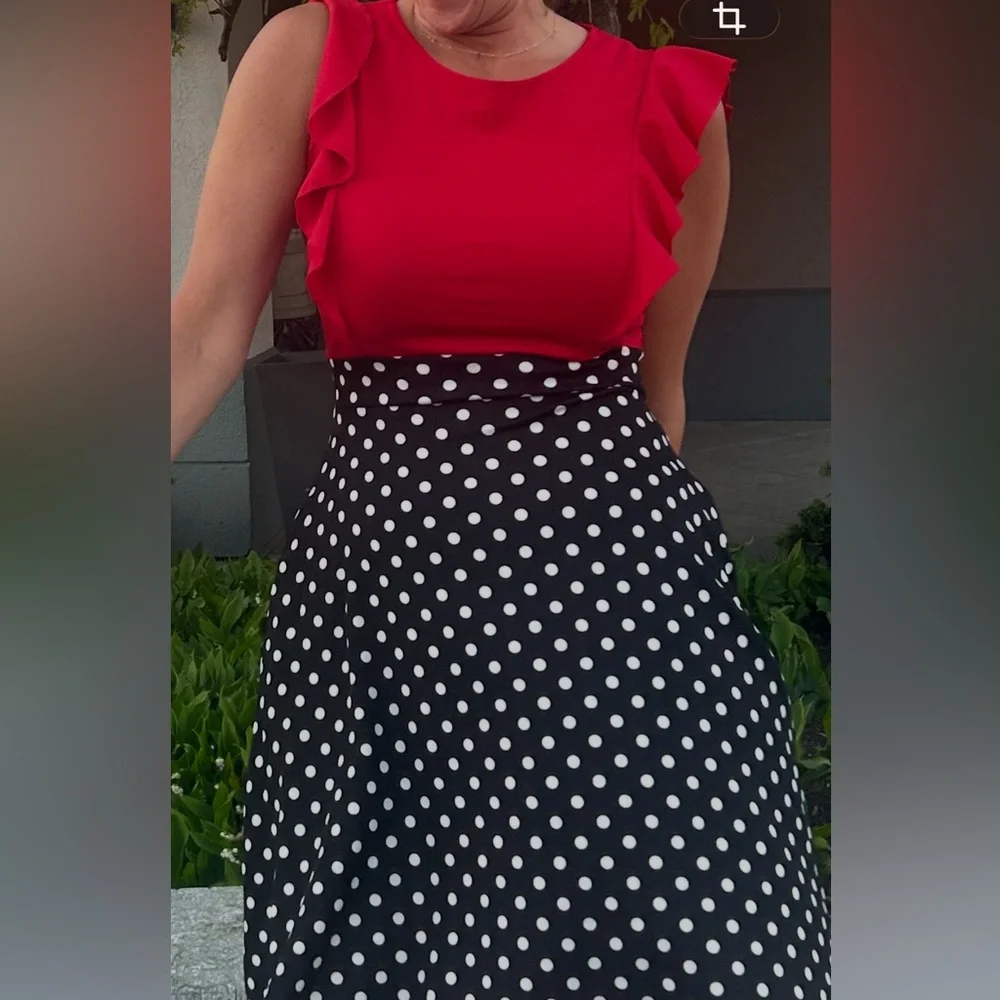 Red and Black Polka Dot Kids Dress - Picture 7 of 8